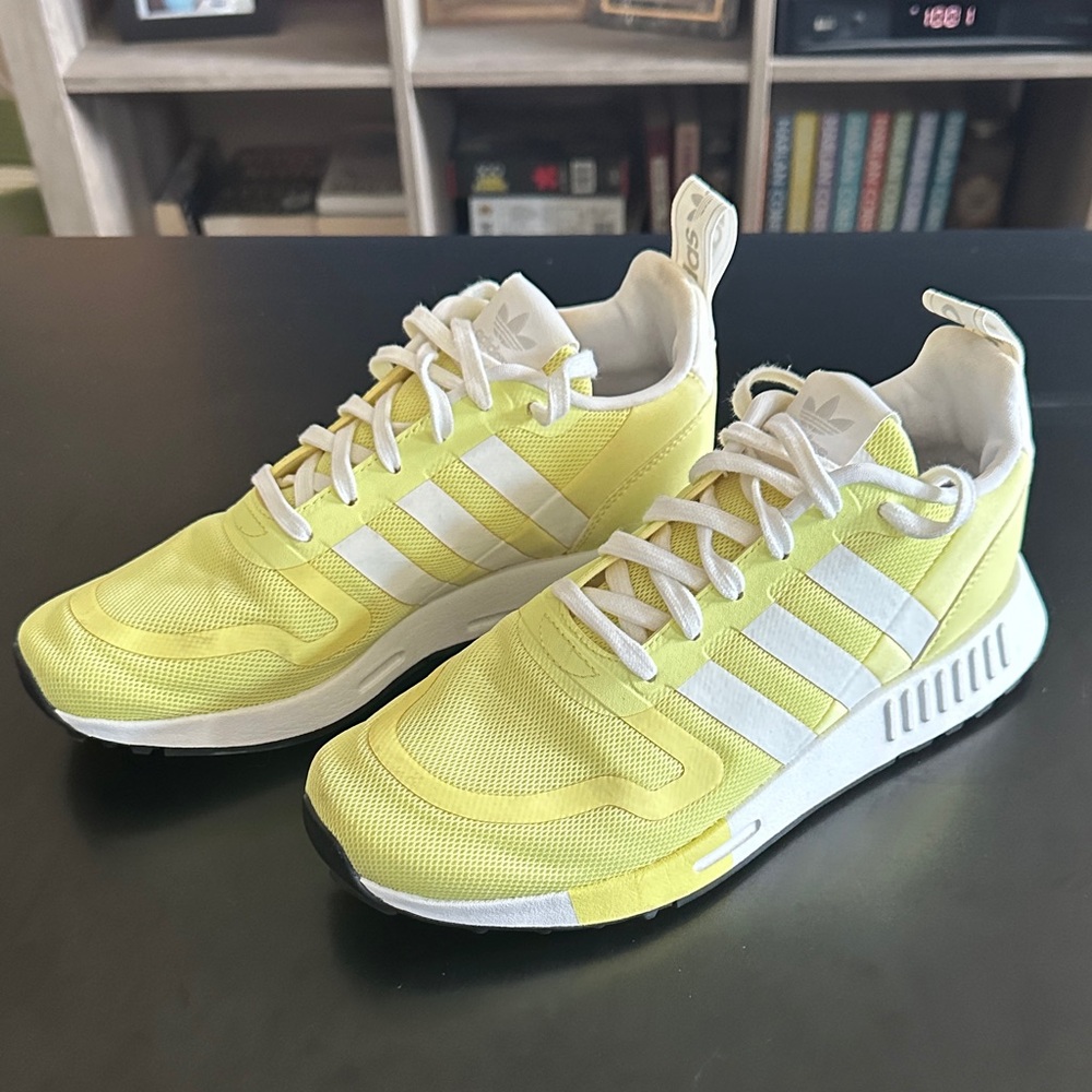 Adidas Lemon and White Athletic Shoes